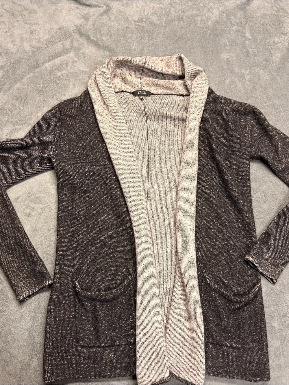 Babaton Two-Tone Gray Open-Front Cardigan - Cashmere Blend - Picture 3 of 8